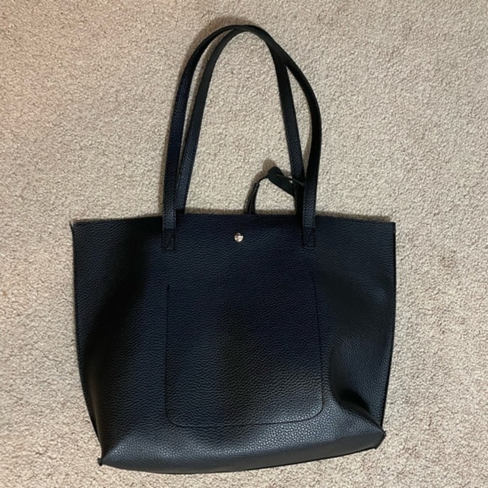 Black faux‎ leather Tote